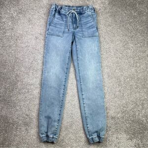 American Eagle Jeans Women’s 0 Blue Jogger Low Rise Elastic Waist Light Wash